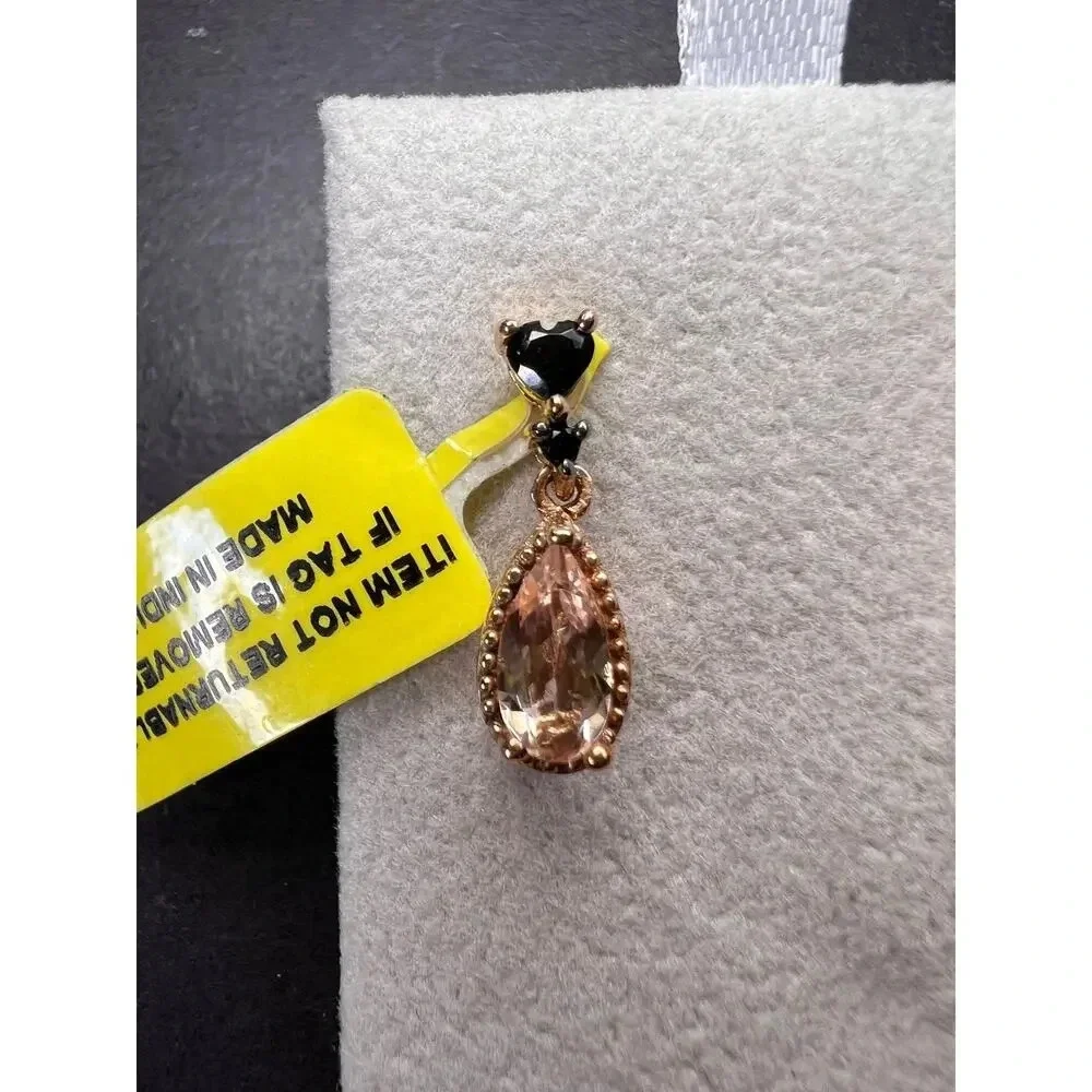 NEW Morganite and black spinel rose gold over sterling silver earrings